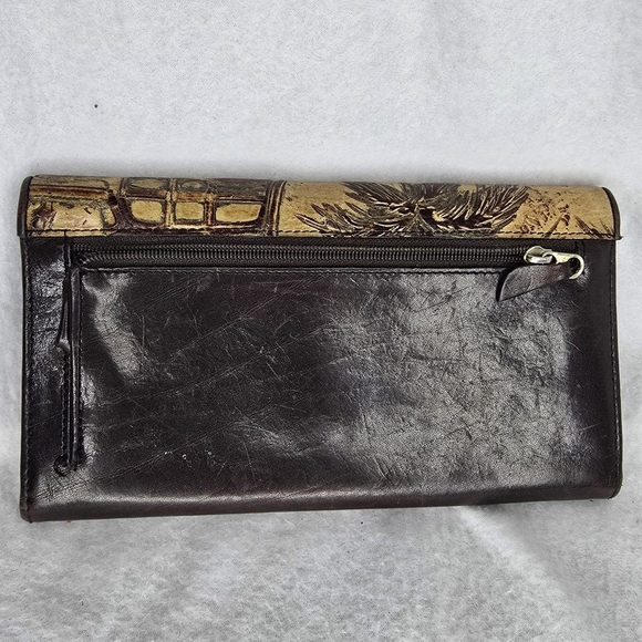 RARE First Edition Brahmin Checkbook Wallet CHOCOLATE COPA CABANA Leathe… - Picture 4 of 5